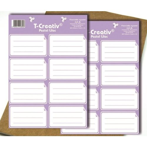Füzetcímke pasztell lila T-Creatív 8db (80x48mm) 2ív