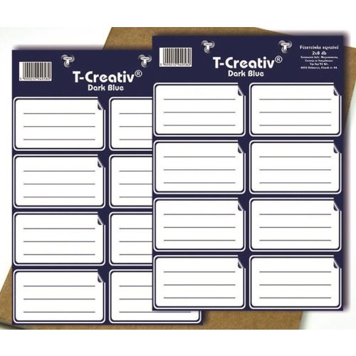 Füzetcímke sötétkék T-Creatív 8db (80x48mm) 2ív