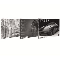   Vázlatfüzet fehér famentes T-Creatív B/4 (353x250mm) 170g 30lap - fekete-fehér borító
