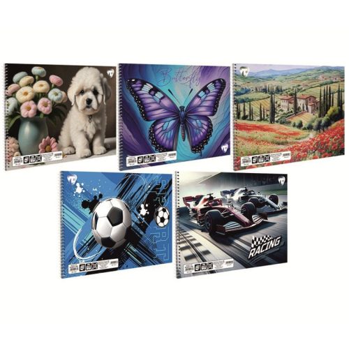 Vázlatfüzet fehér famentes T-Creatív B/5 (250x176mm) 170g 30lap - színes borító
