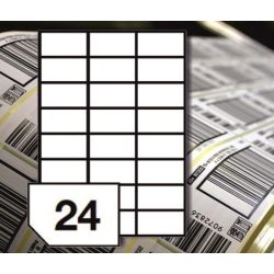   Etikett címke 70x37mm fehér matt papír A/4 (210x297mm) 24 címke 100ív