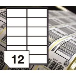   Etikett címke 105x48mm fehér matt papír A/4 (210x297mm) 12 címke 100ív