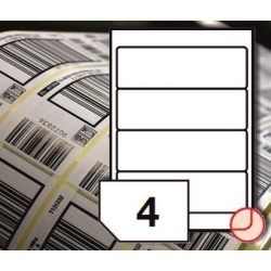   Etikett címke 192x61mm fehér matt papír A/4 (210x297mm) 4 címke 100ív - lekerekített