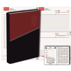   Határidőnapló napi fekete-piros Dual Soft T-Calendar A/5 (145x205mm) 2024