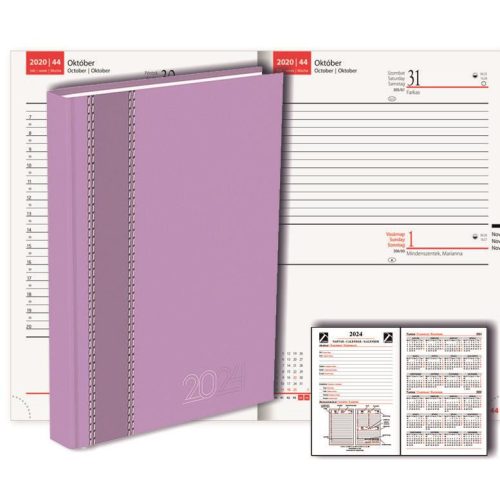 Határidőnapló napi pasztell lila-sötétlila Dual Soft T-Calendar A/5 (145x205mm) 2024