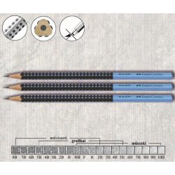   Grafitceruza HB háromszögű csúszásgátló lakkozott Grip 2001 Faber-Castell - fekete-kék ceruzatest