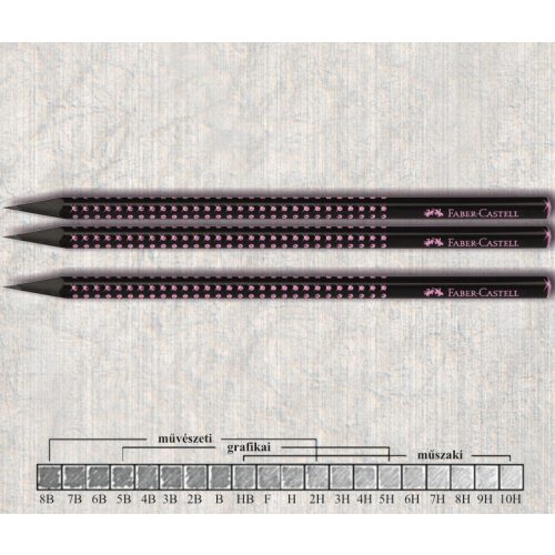 Grafitceruza B háromszögű lakkozott Midnight Sparkle Faber-Castell - fekete-rózsaszín ceruzatest