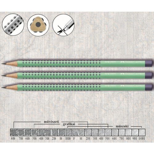Grafitceruza B háromszögű csúszásgátló Flow Edition Grip 2001 Faber-Castell - türkiz-kék