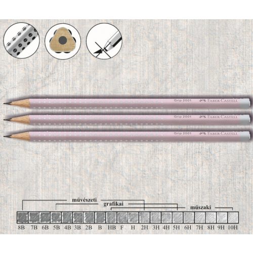 Grafitceruza B háromszögű csuszasgatlo Flow Edition Grip 2001 Faber-Castell -rózsaszín-égkék