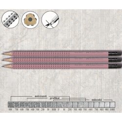   Grafitceruza B radíros háromszögű csúszásgátló lakkozott Grip 2001 Faber-Castell - rózsa ceruzatest