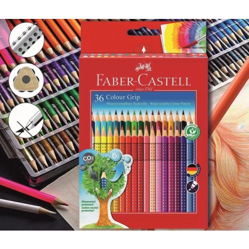 Színesceruza 36db háromszögű csúszásgátló lakkozott Grip 2001 Faber-Castell