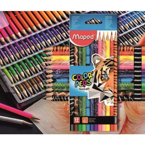 Színesceruza 12db háromszögű lakkozott Color Peps Animals Maped