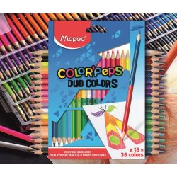   Színesceruza 18db (36 szín) kétvégű háromszögű lakkozott Color Peps Duo Maped