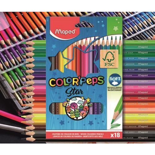 Színesceruza 18db háromszögű lakkozott Color Peps Star Maped