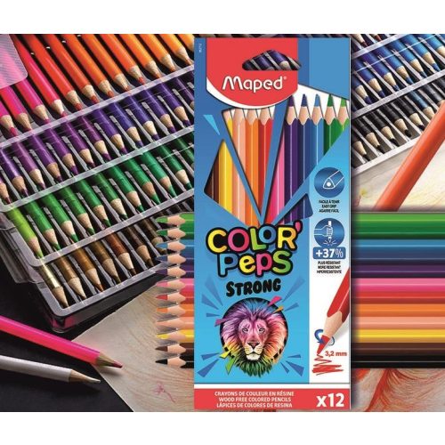 Színesceruza 12db háromszögű lakkozott Color Peps Strong Maped