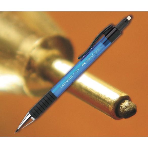 Pixirón 0,5mm Grip Matic Faber-Castell - kék tolltest, fekete klipsz, gumírozott tollfogó