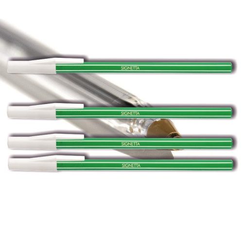 Golyóstoll eldobható zöld Signetta ICO - kupakos, csíkos tolltest, 0,7mm