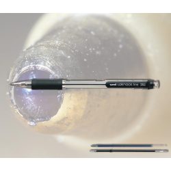 Golyóstoll fekete SN-101 Laknock Uni - nyomógombos, átlátszó tolltest, 0,7mm (SA-7CN betéttel)