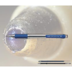   Golyóstoll kék SN-101 Laknock Uni - nyomógombos, átlátszó tolltest, 0,7mm (SA-7CN betéttel)
