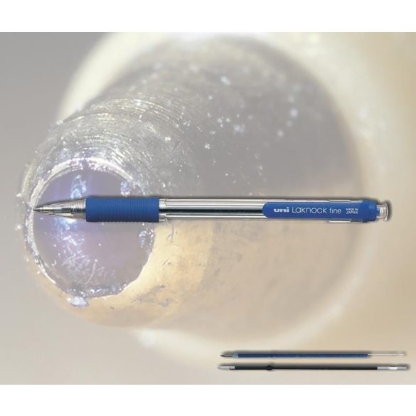 Golyóstoll kék SN-101 Laknock Uni - nyomógombos, átlátszó tolltest, 0,7mm (SA-7CN betéttel)