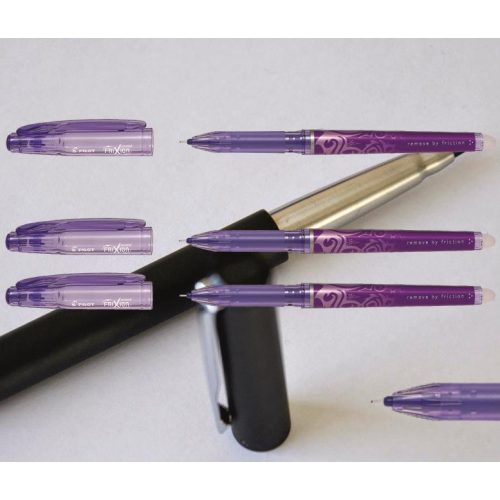 Zselés rollertoll lila radírozható FriXion Point 05 Pilot - kupakos, lila tolltest, 0,25mm, tűhegyű