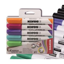   Táblafilc 6db (barna, zöld, kék, lila, narancssárga, rózsaszín) kerek K-Marker Kores - 1-3mm