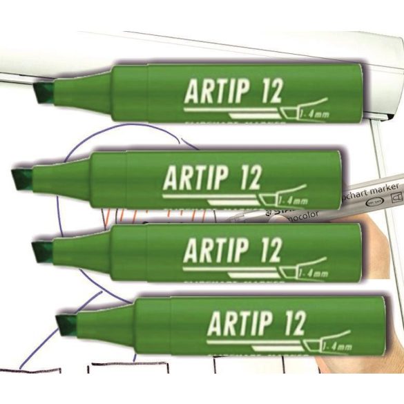 Flipchart filc zöld vágott 12 Artip ICO - 1-4mm, vízbázisú