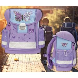   Iskolatáska ergonómikus Classy Purple Blue Butterfly Belmil 320x360x190mm 19 literes