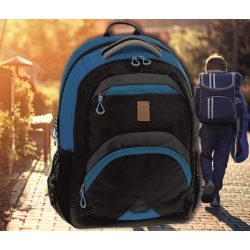   Iskolatáska hátitáska ergonómikus fekete-kék Ars Una 330x450x200mm 21 literes