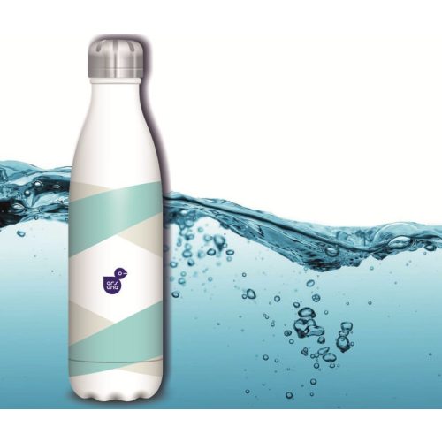 Kulacs fém duplafalú fehér-csíkos mintás Ars Una 500ml