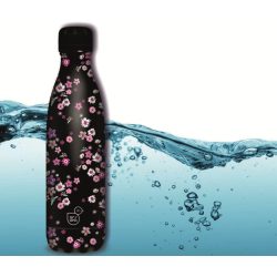   Kulacs fém duplafalú fekete-apró virág mintás Ars Una 500ml