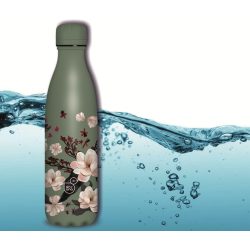 Kulacs fém duplafalú zöld-virág mintás Ars Una 500ml