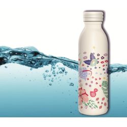   Kulacs fém duplafalú krém-hibiszkusz mintás Ars Una 600ml