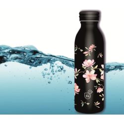   Kulacs fém duplafalú fekete-magnólia mintás Ars Una 600ml