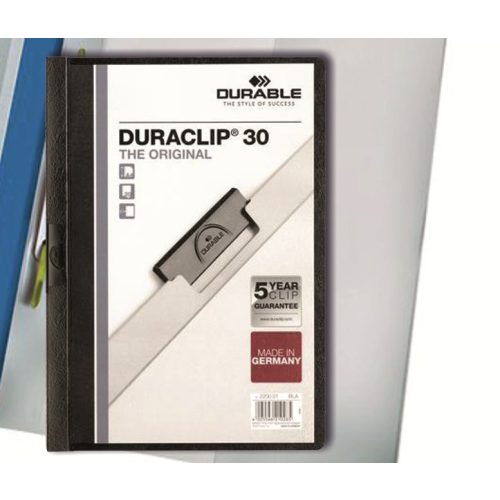 Gyorsfűző klippes fekete Duraclip 30 Durable - 30 lapig