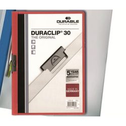 Gyorsfűző klippes piros Duraclip 30 Durable - 30 lapig