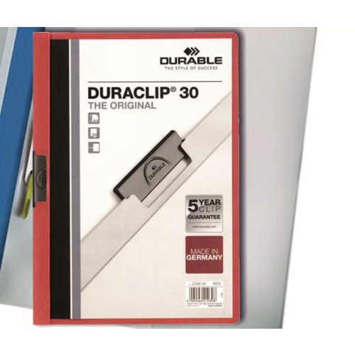Gyorsfűző klippes piros Duraclip 30 Durable - 30 lapig