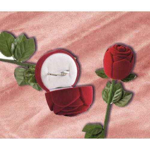 Díszdoboz bársony ékszer bordó rózsaszál 270x45x45mm - gyűrű, fülbevaló