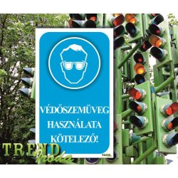   Információs matrica "Védőszemüveg használata kötelező" kék-fehér IrodaTREND 150x250mm
