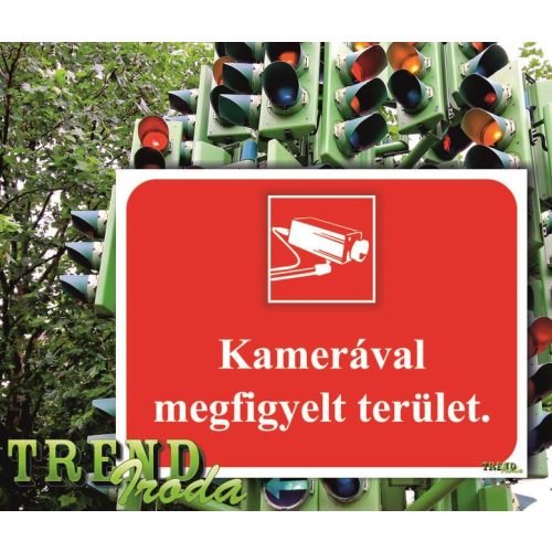 Információs matrica "Kamerával megfigyelt terület" piros-fehér IrodaTREND 200x150mm