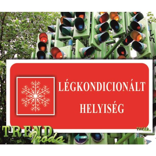 Információs matrica "Légkondicionált helyiség" piros-fehér IrodaTREND 200x100mm