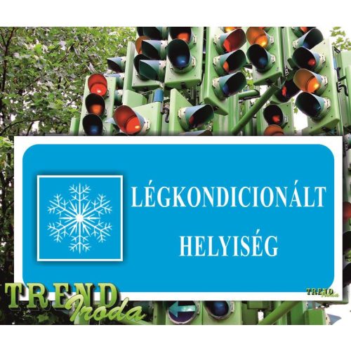 Információs matrica "Légkondicionált helyiség" kék-fehér IrodaTREND 200x100mm