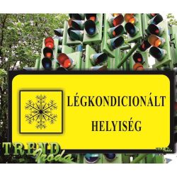   Információs matrica "Légkondicionált helyiség" citromsárga-fekete IrodaTREND 200x100mm