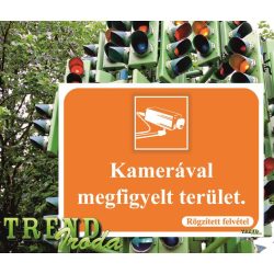   Információs matrica "Kamerával megfigyelt... - Rögzített felvétel" narancssárga-fehér IT 200x150mm