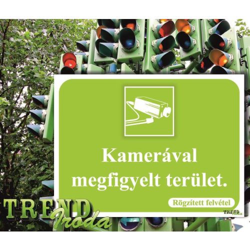 Információs matrica "Kamerával megfigyelt... - Rögzített felvétel" zöld-fehér IrodaTREND 200x150mm