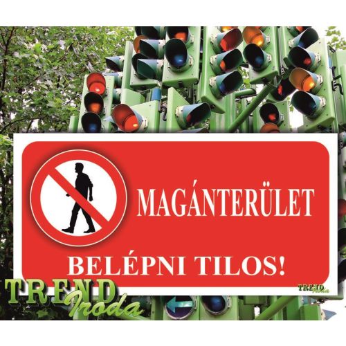 Információs matrica "Magánterület - Belépni tilos" piros-fehér IrodaTREND 200x100mm