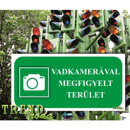 Információs matrica "Vadkamerával megfigyelt terület" zöld-fehér IrodaTREND 200x100mm