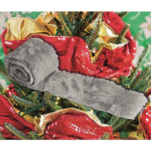 Szalag dekorációs plüss szürke 120x1600mm