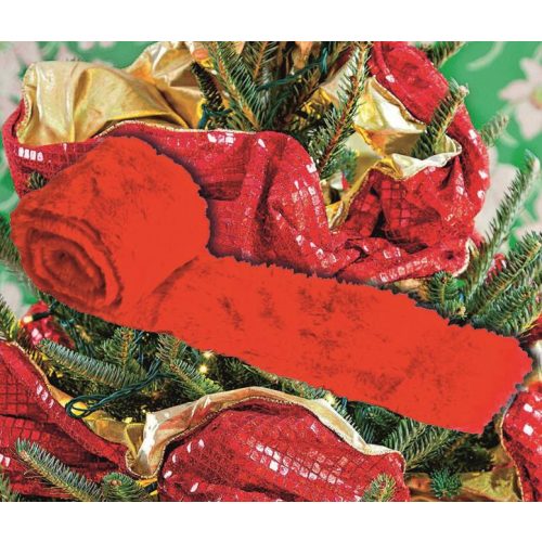 Szalag dekorációs plüss piros 120x1600mm