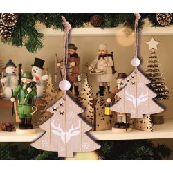 Dísz akasztós fa fenyőfa 150x65mm 2darab